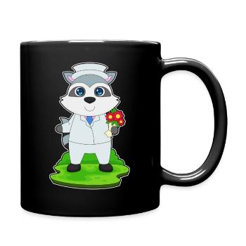 Waschbär Bräutigam Blumen Hochzeit - Tasse einfarbig - Schwarz - Rechts