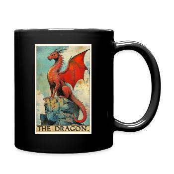 Drachen Drache - Tasse einfarbig - Schwarz - Rechts