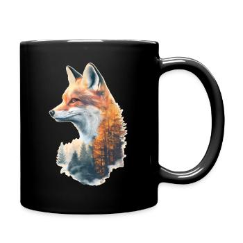 Fuchs im Herbstwald - Tasse einfarbig - Schwarz - Rechts