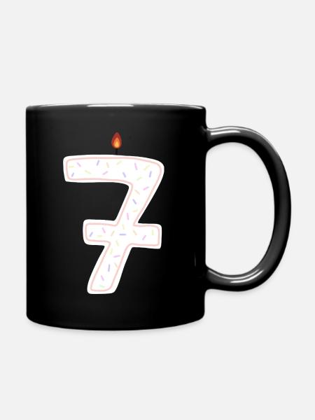 Whimsical Birthday Candle Number Seven - Full Colour Mug - black