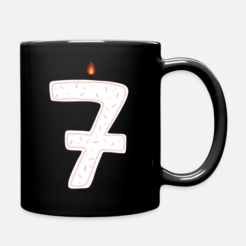 Whimsical Birthday Candle Number Seven - Full Colour Mug - black