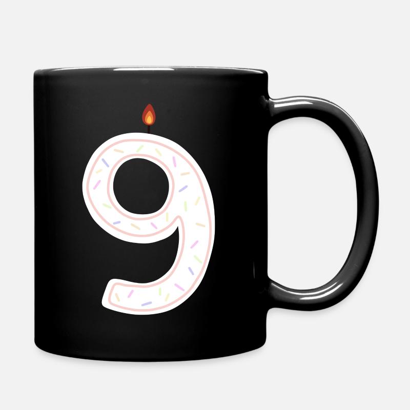 Festlicher Geburtstag Nummer Neun Illustration - Tasse einfarbig - Schwarz
