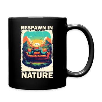 Gaming und Natur im Retro-Style - Tasse einfarbig - Schwarz - Rechts