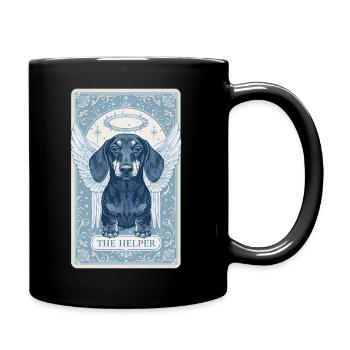 Carte de tarot de Noël – Teckel Ange « L'Aide » - Mug uni - noir - Droite