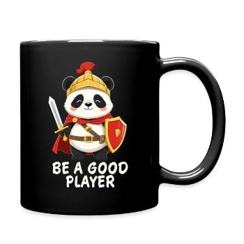 Panda Knight with Sword – Be A Good Player - Full Colour Mug - black - Right