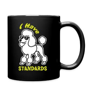 Ausdrucksstarker Pudel mit Sonnenbrille - Tasse einfarbig - Schwarz - Rechts