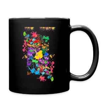 Abstract Color Splashes - Full Colour Mug - black - Right