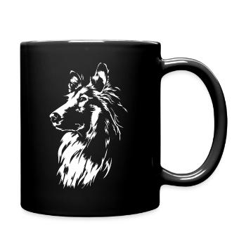 Long-haired Collie Portrait Collie Portrait Wilsigns - Full Colour Mug - black - Right