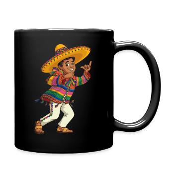 Bunter Sombrero Tanz Tradition Mexikanisch - Tasse einfarbig - Schwarz - Rechts