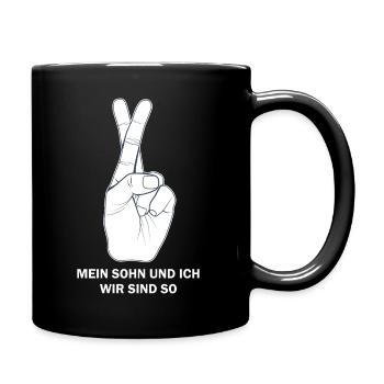 Mein Sohn und Ich Wir Sind So - Tasse einfarbig - Schwarz - Rechts