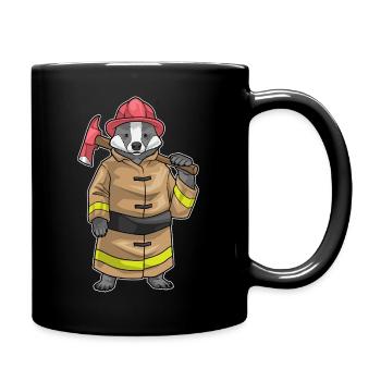 Dachs Feuerwehrmann Axt Feuerwehr - Tasse einfarbig - Schwarz - Rechts