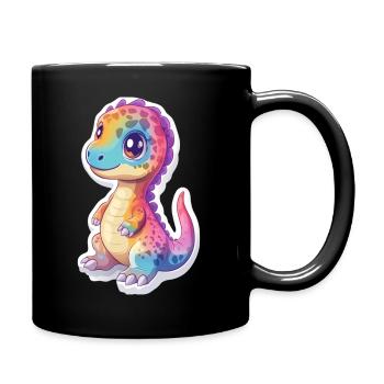 Dinosaurier - Tasse einfarbig - Schwarz - Rechts