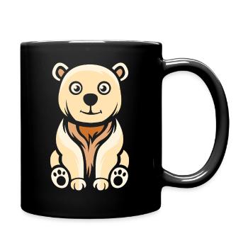 Niedlicher Cartoon-Eisbär Wintermotiv - Tasse einfarbig - Schwarz - Rechts