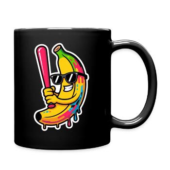 Cartoon Banane spielt Baseball - Tasse einfarbig - Schwarz - Rechts