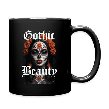 Beauté gothique crâne en sucre - Mug uni - noir - Droite