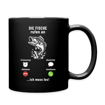 The fish are calling - I have to go - Angler Spruch - Full Colour Mug - black - Right