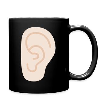Ear: Soft Peach Line Art - Full Colour Mug - black - Right