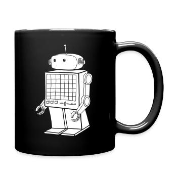 Retro Roboter – Vintage KI Android Design - Tasse einfarbig - Schwarz - Rechts