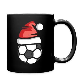 Football de Noël avec chapeau de Père Noël - Mug uni - noir - Droite