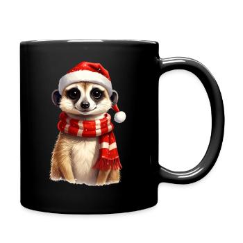 Erdmännchen zu Weihnachten - Tasse einfarbig - Schwarz - Rechts