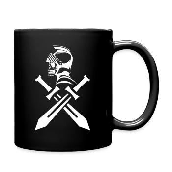 Crâne de chevalier blanc et épées croisées - Mug uni - noir - Droite