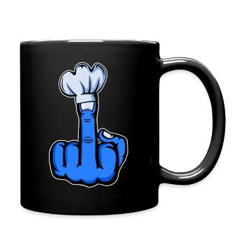 Middle Finger Stinky Finger Chef's Hat Design Blue - Full Colour Mug - black - Right