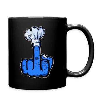 Mittelfinger Stinkefinger Kochmütze Design Blau - Tasse einfarbig - Schwarz - Rechts