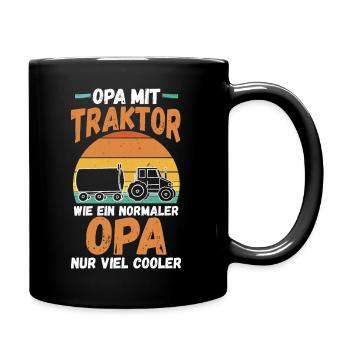 Landwirt Bauernhof Farmer Bauer Opa Großvater Trak - Tasse einfarbig - Schwarz - Rechts