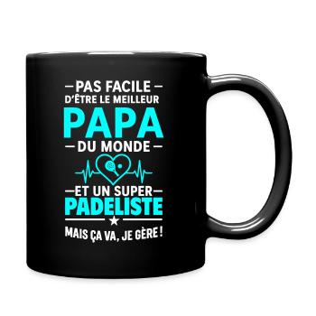 Herz + Padel – Super Dad Padel Spieler - Tasse einfarbig - Schwarz - Rechts