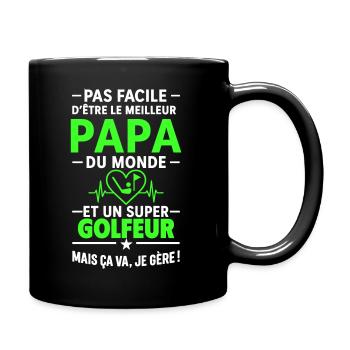 Cœur + Golf – Super Papa Golfeur - Mug uni - noir - Droite