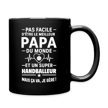 Heart + Handball – Super Papa Handball Player - Full Colour Mug - black - Right