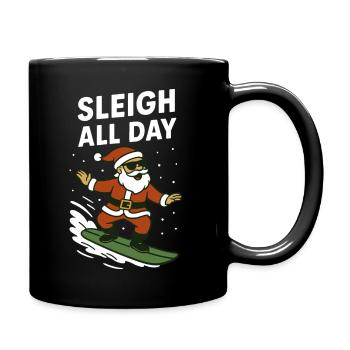 Surfen Santa Schlitten den ganzen Tag Weihnachtsspaß - Tasse einfarbig - Schwarz - Rechts