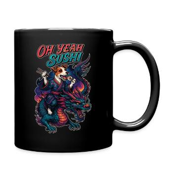 Sushi Jack Russell Terrier Kimono Drache Geschenk - Tasse einfarbig - Schwarz - Rechts