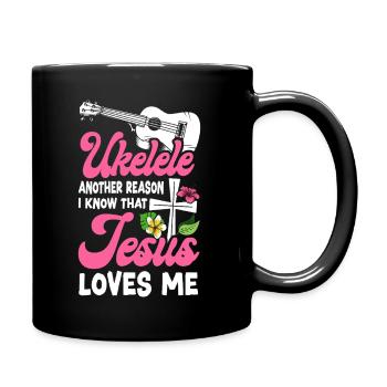 Hawaiian Ukulele Uke Jesus Faith - Tasse einfarbig - Schwarz - Rechts