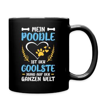 Mein Pudel Herzwelt Kranz - Tasse einfarbig - Schwarz - Rechts