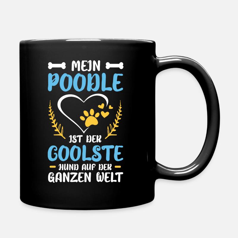 Mein Pudel Herzwelt Kranz - Tasse einfarbig - Schwarz