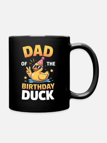Dad of the Birthday Duck - Full Colour Mug - black