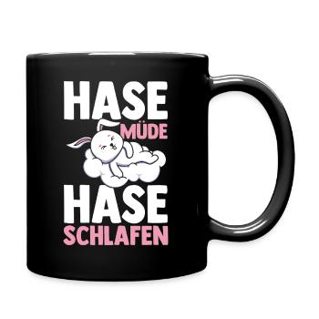 Shlafshirt Hase Hasi Müde Hasi Schlafen - Tasse einfarbig - Schwarz - Rechts