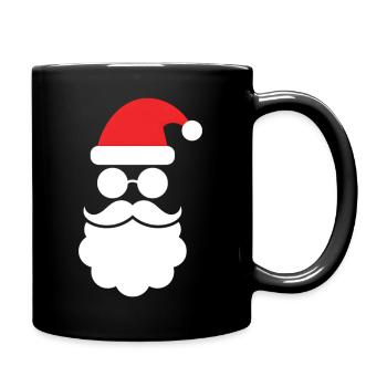Santa Claus with Beard Minimal Head Design - Full Colour Mug - black - Right