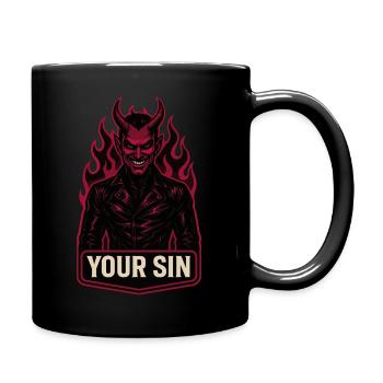 Devil Your Sin, Evil Demon, Hellflames - Full Colour Mug - black - Right