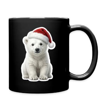 Petit ours glace avec un chapeau de Père Noël - Mug uni - noir - Droite
