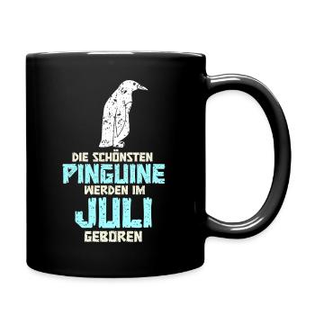 July Birthday Penguin Saying Funny - Full Colour Mug - black - Right
