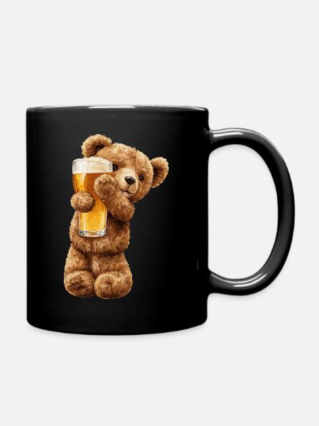 Bärchen mit Bierglas Bierchen Teddybär - Tasse einfarbig - Schwarz