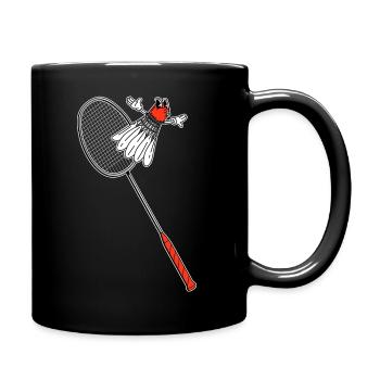 Badminton Racket Flying Shuttlecock Vintage - Full Colour Mug - black - Right