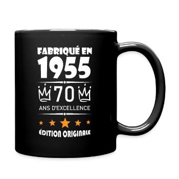 Hergestellt 1955 Geboren 1955 70-jähriges Jubiläum - Tasse einfarbig - Schwarz - Rechts