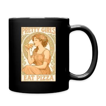 Cadeau Art nouveau de la jolie fille de la pizza - Mug uni - noir - Droite