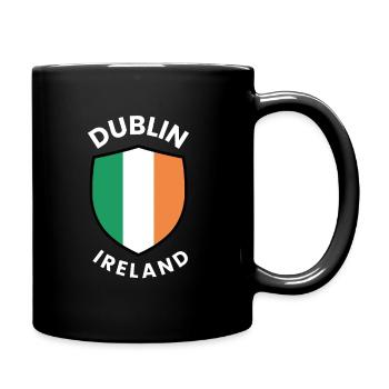 Dubliner Schild mit den Farben Irlands - Tasse einfarbig - Schwarz - Rechts