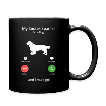 Sussex Spaniel Hund ruft Hund Mama Hund Hund Papa - Tasse einfarbig - Schwarz - Rechts
