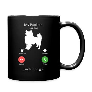 Papillon Hund Anruf-Smartphone-Schnittstelle - Tasse einfarbig - Schwarz - Rechts