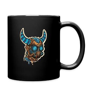 Bläulich-gehörnte Steampunk-Maske - Tasse einfarbig - Schwarz - Rechts